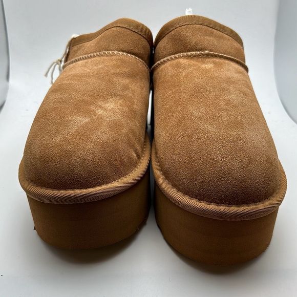 CUSHIONAIRE Women's Genuine Suede Cozy Mule Platform +Memory Foam 8.5 CHESTNUT - Picture 2 of 7